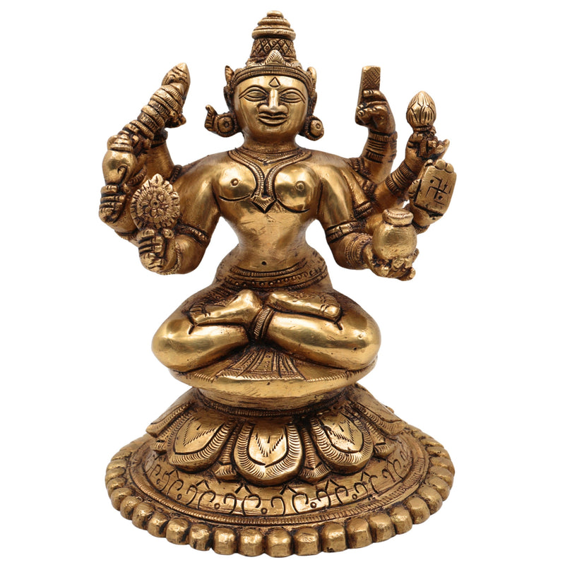 Brass Ardhanarishvara Idol with High Hands | Ardhanari Shiva Parvati Murti | Handcrafted Ardhanarishwara Statue for Pooja, Home Temple, Décor, Gifts, Gold, 7.5 Inch, 1 Piece