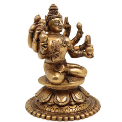 Brass Ardhanarishvara Idol with High Hands | Ardhanari Shiva Parvati Murti | Handcrafted Ardhanarishwara Statue for Pooja, Home Temple, Décor, Gifts, Gold, 7.5 Inch, 1 Piece