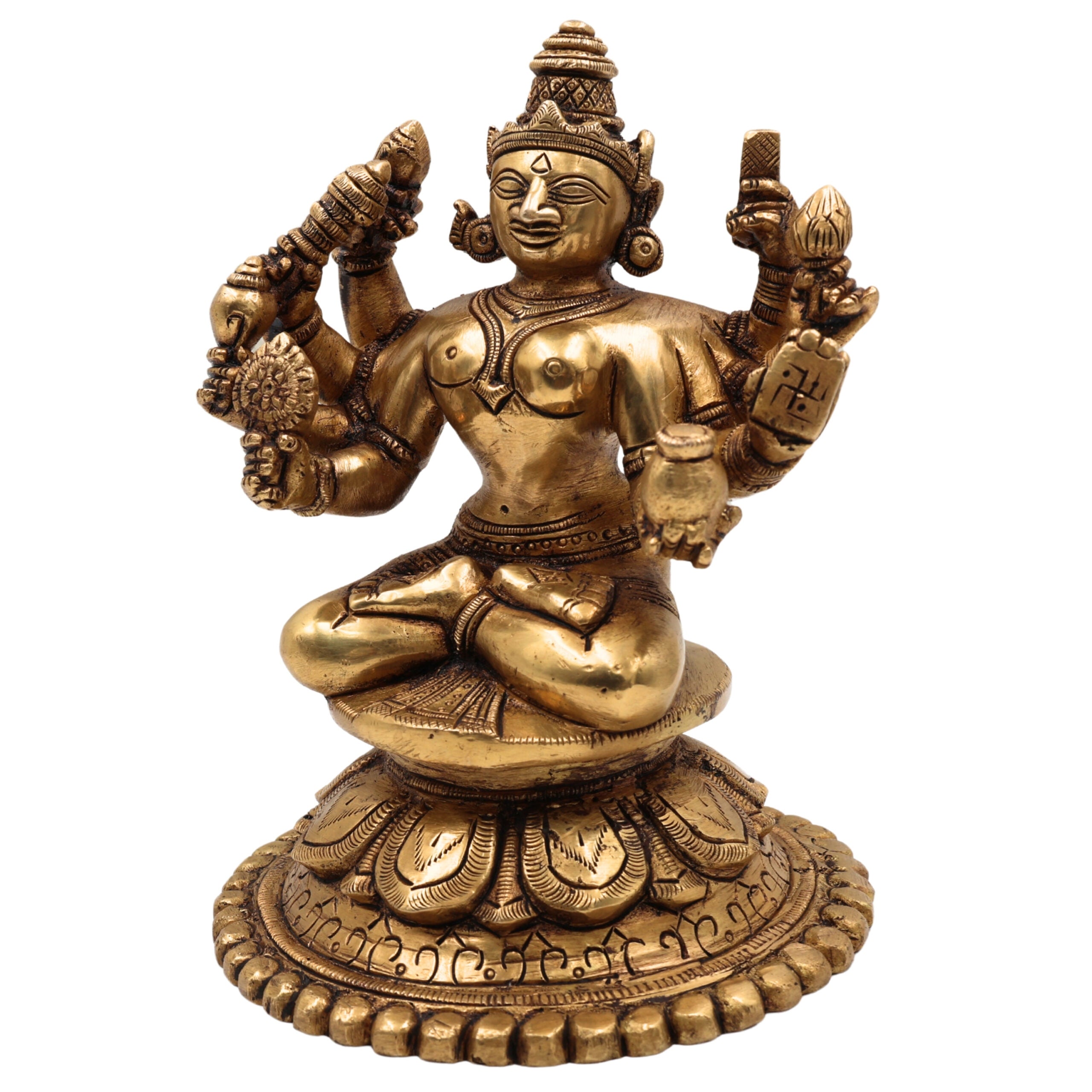 Brass Ardhanarishvara Idol with High Hands | Ardhanari Shiva Parvati Murti | Handcrafted Ardhanarishwara Statue for Pooja, Home Temple, Décor, Gifts, Gold, 7.5 Inch, 1 Piece