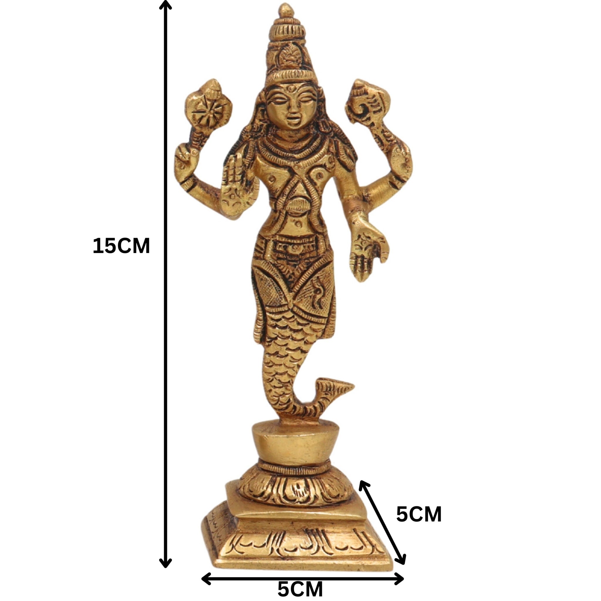 Premium Brass Vishnu Dashavatara Idol Set – Ten Avatars Murti of Vishnu (Matsya, Kurma, Varaha, Narasimha, Vamana, Parashurama, Rama, Balarama, Krishna, Kalki) for Home, Temple, Pooja Room & Office Decor,Gold, 6 Inch, 1 Piece