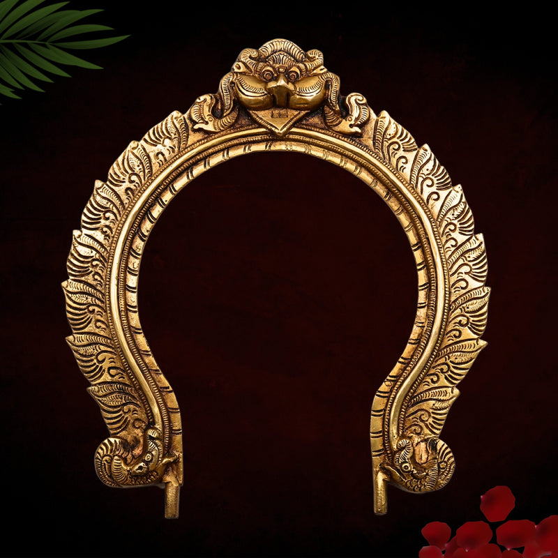 Bhunes Traditional Brass Prabhavali for Home Temple & Wall Decor – Decorative Arch Backdrop for God Idols | Handcrafted Deity Aura Frame, Gold, 13 Inch, 1 Piece