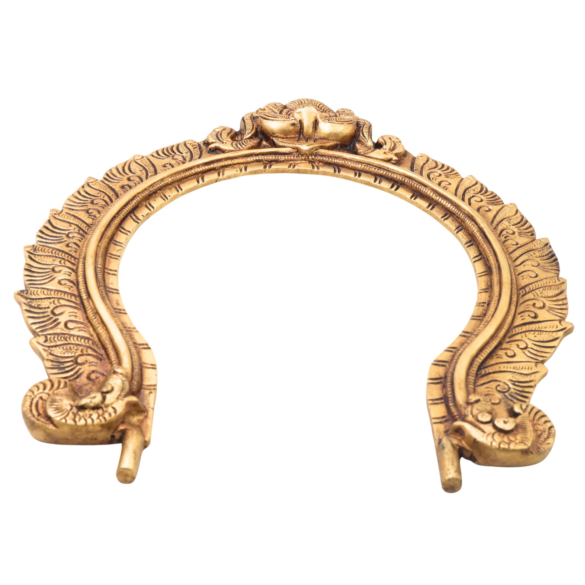 Bhunes Traditional Brass Prabhavali for Home Temple & Wall Decor – Decorative Arch Backdrop for God Idols | Handcrafted Deity Aura Frame, Gold, 13 Inch, 1 Piece