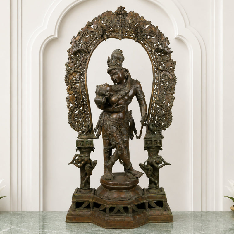 Panchaloha Bronze Radha Krishna Idol Radha Govind,Handcrafted  Radha Madhav, Radha Shyam, Radha Kunj Bihari, Radha Damodar, Radha Ras Bihari Statue for Home & Temple,Gold, 38.5 Inch, 1 Piece
