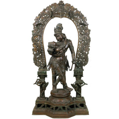 Panchaloha Bronze Radha Krishna Idol Radha Govind,Handcrafted  Radha Madhav, Radha Shyam, Radha Kunj Bihari, Radha Damodar, Radha Ras Bihari Statue for Home & Temple,Gold, 38.5 Inch, 1 Piece