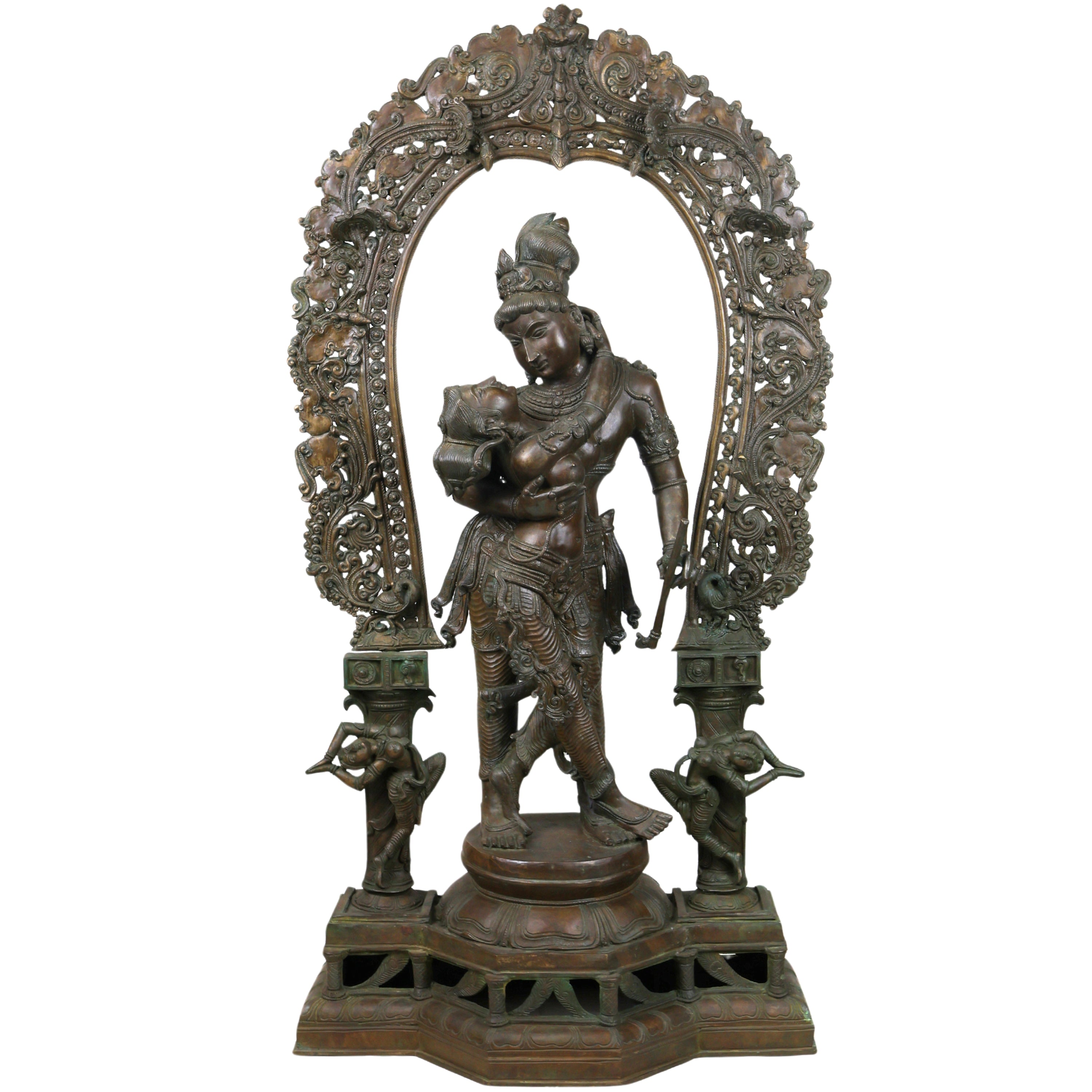 Panchaloha Bronze Radha Krishna Idol Radha Govind,Handcrafted  Radha Madhav, Radha Shyam, Radha Kunj Bihari, Radha Damodar, Radha Ras Bihari Statue for Home & Temple,Gold, 38.5 Inch, 1 Piece
