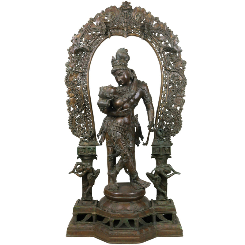 Panchaloha Bronze Radha Krishna Idol Radha Govind,Handcrafted  Radha Madhav, Radha Shyam, Radha Kunj Bihari, Radha Damodar, Radha Ras Bihari Statue for Home & Temple,Gold, 38.5 Inch, 1 Piece