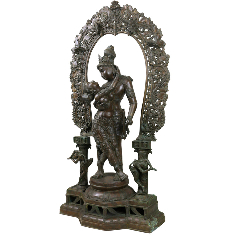 Panchaloha Bronze Radha Krishna Idol Radha Govind,Handcrafted  Radha Madhav, Radha Shyam, Radha Kunj Bihari, Radha Damodar, Radha Ras Bihari Statue for Home & Temple,Gold, 38.5 Inch, 1 Piece