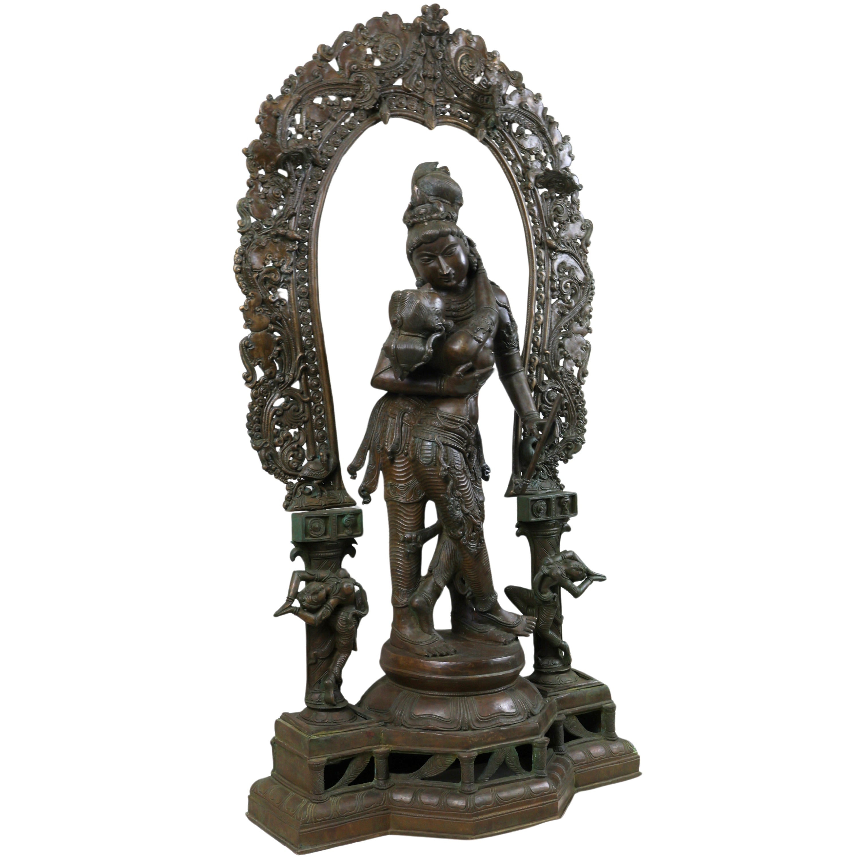 Panchaloha Bronze Radha Krishna Idol Radha Govind,Handcrafted  Radha Madhav, Radha Shyam, Radha Kunj Bihari, Radha Damodar, Radha Ras Bihari Statue for Home & Temple,Gold, 38.5 Inch, 1 Piece