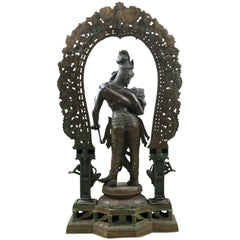Panchaloha Bronze Radha Krishna Idol Radha Govind,Handcrafted  Radha Madhav, Radha Shyam, Radha Kunj Bihari, Radha Damodar, Radha Ras Bihari Statue for Home & Temple,Gold, 38.5 Inch, 1 Piece