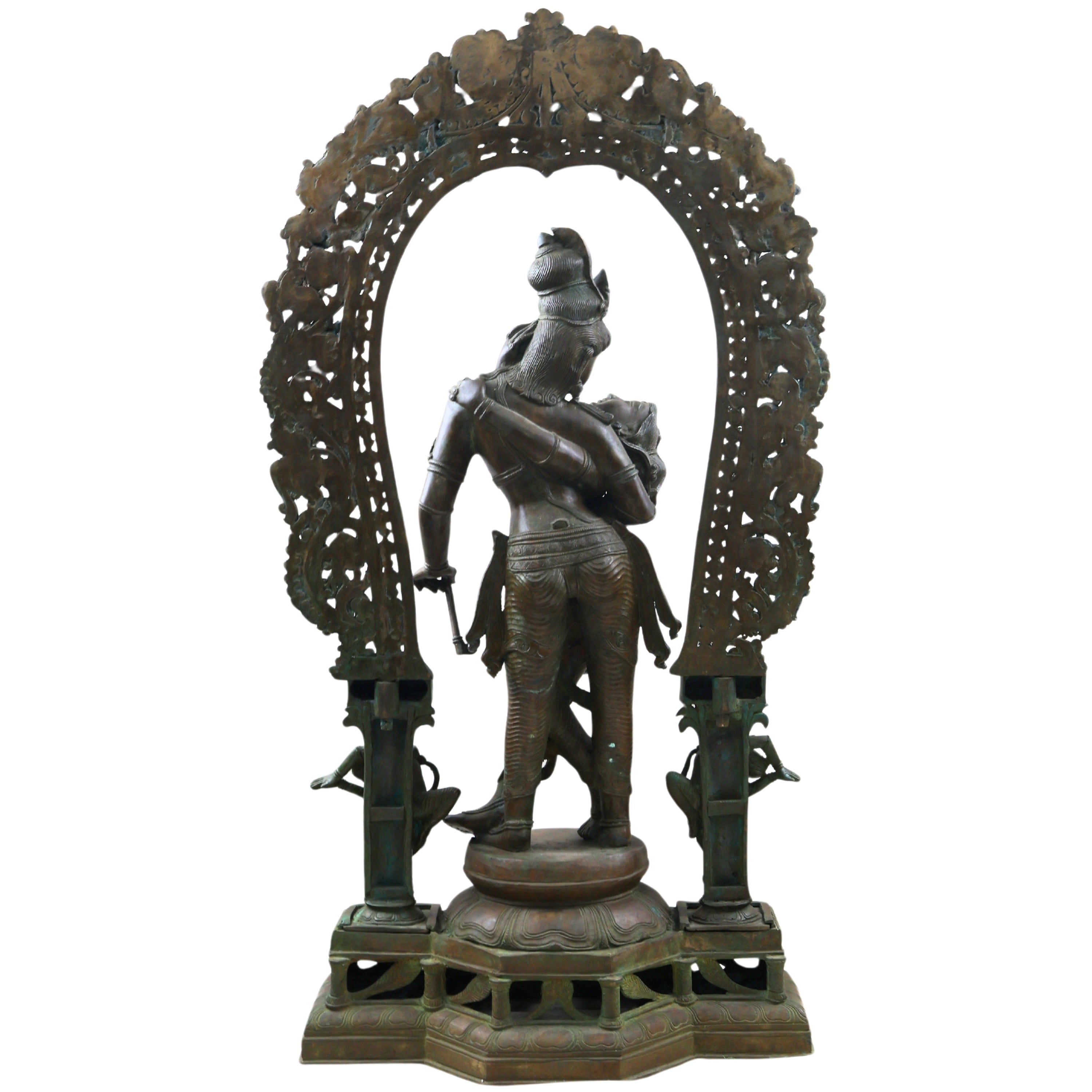 Panchaloha Bronze Radha Krishna Idol Radha Govind,Handcrafted  Radha Madhav, Radha Shyam, Radha Kunj Bihari, Radha Damodar, Radha Ras Bihari Statue for Home & Temple,Gold, 38.5 Inch, 1 Piece