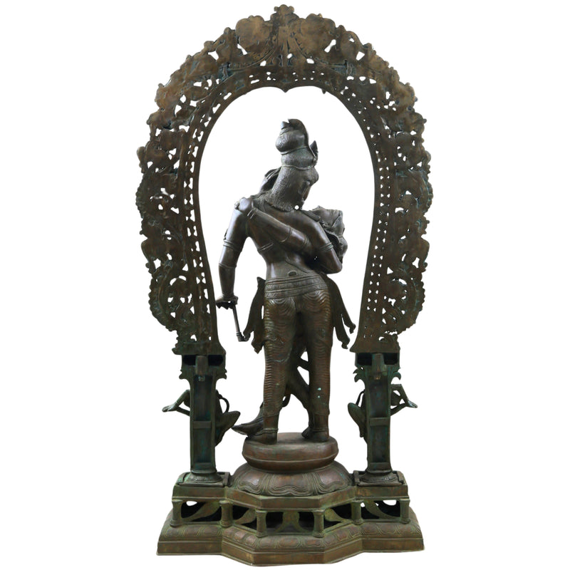 Panchaloha Bronze Radha Krishna Idol Radha Govind,Handcrafted  Radha Madhav, Radha Shyam, Radha Kunj Bihari, Radha Damodar, Radha Ras Bihari Statue for Home & Temple,Gold, 38.5 Inch, 1 Piece