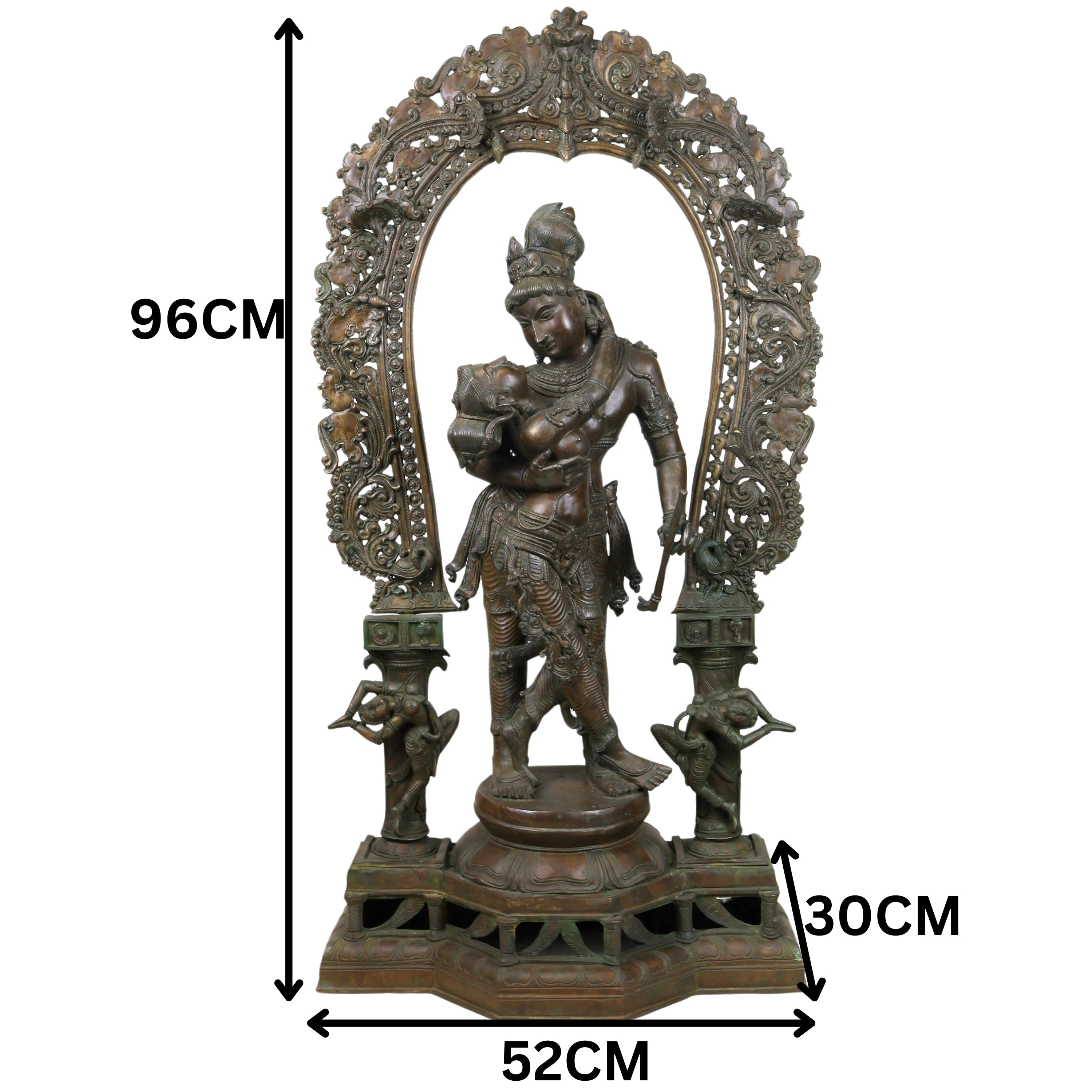 Panchaloha Bronze Radha Krishna Idol Radha Govind,Handcrafted  Radha Madhav, Radha Shyam, Radha Kunj Bihari, Radha Damodar, Radha Ras Bihari Statue for Home & Temple,Gold, 38.5 Inch, 1 Piece