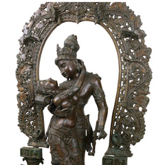 Panchaloha Bronze Radha Krishna Idol Radha Govind,Handcrafted  Radha Madhav, Radha Shyam, Radha Kunj Bihari, Radha Damodar, Radha Ras Bihari Statue for Home & Temple,Gold, 38.5 Inch, 1 Piece