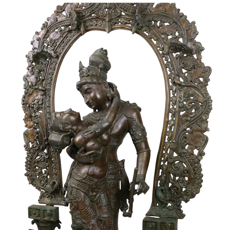 Panchaloha Bronze Radha Krishna Idol Radha Govind,Handcrafted  Radha Madhav, Radha Shyam, Radha Kunj Bihari, Radha Damodar, Radha Ras Bihari Statue for Home & Temple,Gold, 38.5 Inch, 1 Piece
