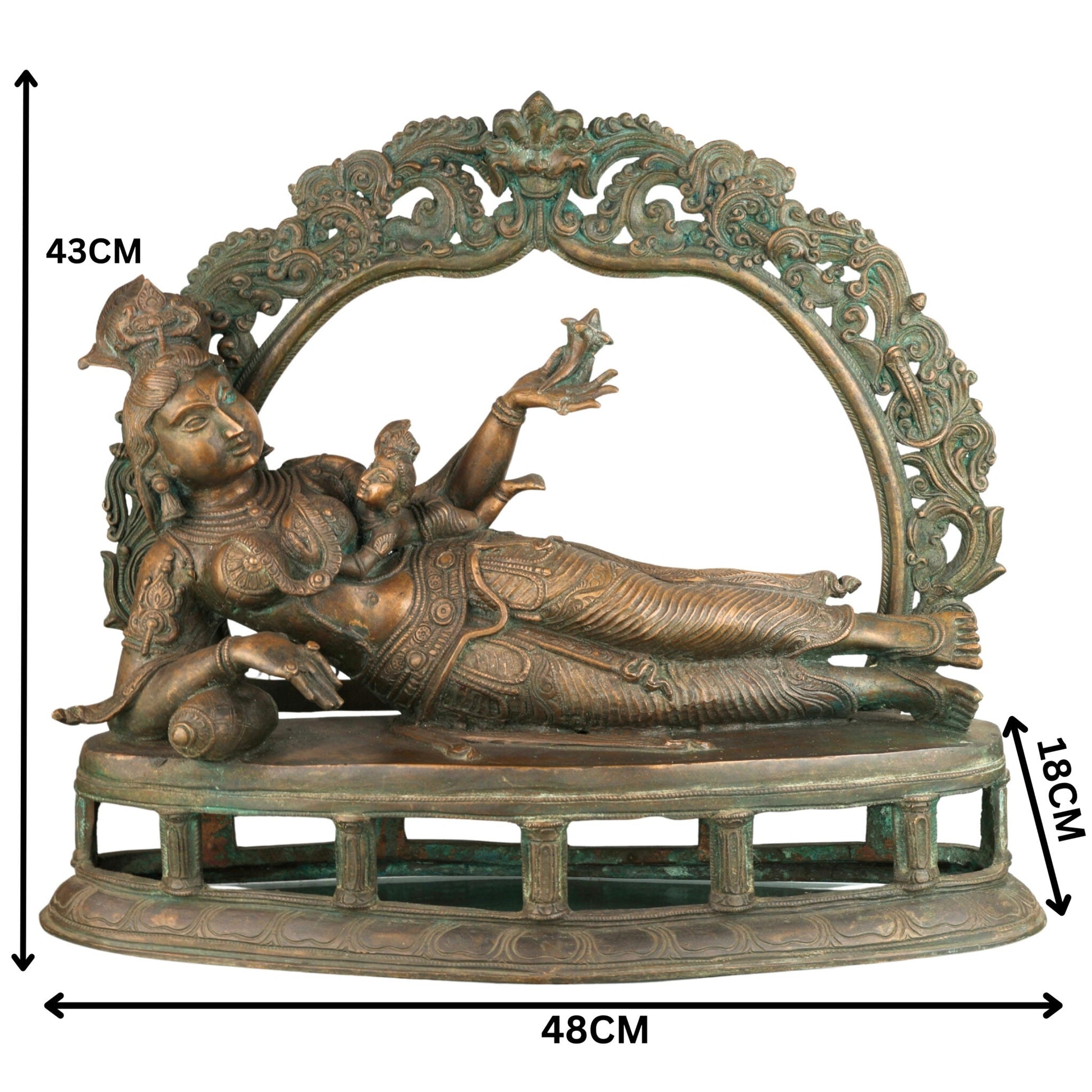 Bronze Feeding Yashoda with Baby Krishna Idol, Panchaloha Chola Art Bala Gopala, Kanha, Ladoo Gopal, Natkhat Krishna Temple Statue,Gold, 17 Inch, 1 Piece