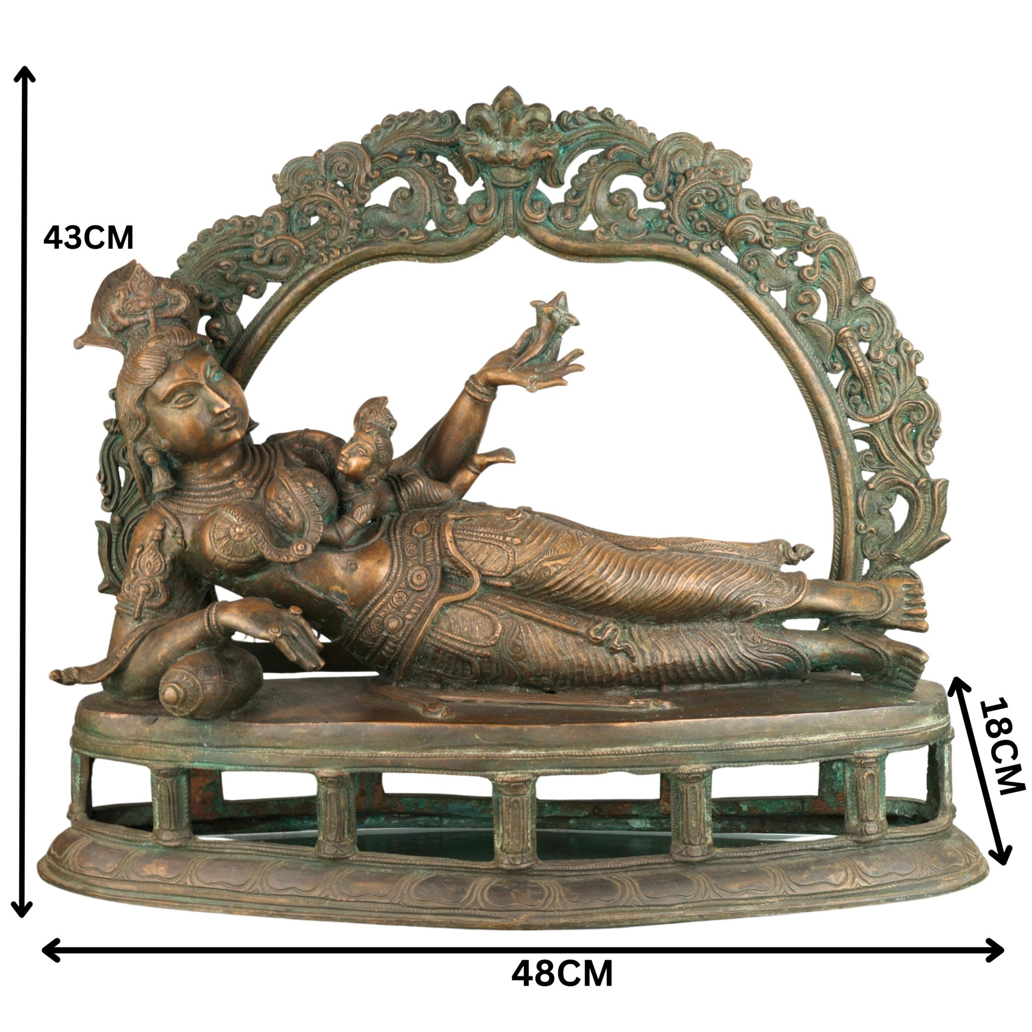 Bronze Feeding Yashoda with Baby Krishna Idol, Panchaloha Chola Art Bala Gopala, Kanha, Ladoo Gopal, Natkhat Krishna Temple Statue,Gold, 17 Inch, 1 Piece