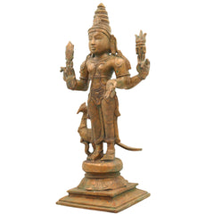 Panchaloha Bronze Murugan Idol – Handmade Subramanya | Kartikeya | Arumugan | Vel Murugan Sculpture for Pooja & Temple (41cm, 6.9 KG)Gold, 16.5 Inch, 1 Piece