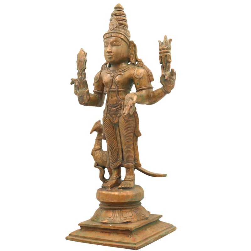 Panchaloha Bronze Murugan Idol – Handmade Subramanya | Kartikeya | Arumugan | Vel Murugan Sculpture for Pooja & Temple (41cm, 6.9 KG)Gold, 16.5 Inch, 1 Piece