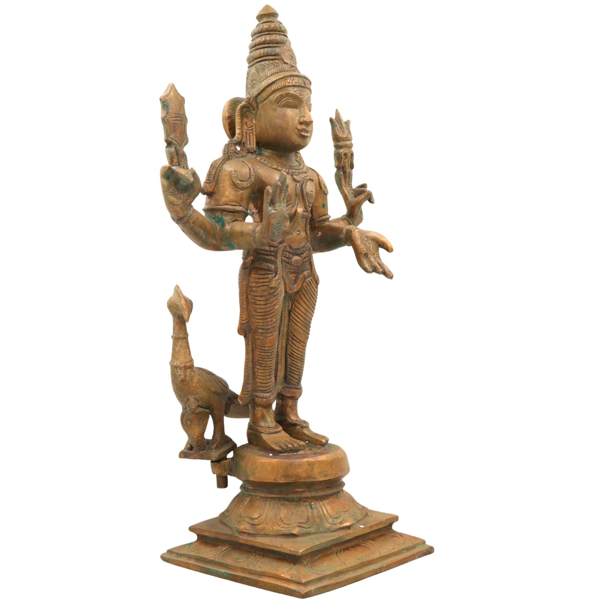 Panchaloha Bronze Murugan Idol – Handmade Subramanya | Kartikeya | Arumugan | Vel Murugan Sculpture for Pooja & Temple (41cm, 6.9 KG)Gold, 16.5 Inch, 1 Piece