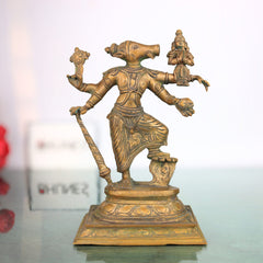 Handcrafted Bronze Panchaloha Varaha Swamy with Bhudevi Idol | Vishnu Varaha Murthy Perumal Bhu Varaha Moorthy Chola Art Sculpture for Temple & Home Decor,Gold, 9 Inch, 1 Piece