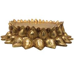 Bhunes Brass Lotus Shaped Pooja Chowki for Kalash and Deity, Handcrafted Mandir Bajot, Big Kamal Sinhasan Stand, Devotional Brass Platform for Temple, Home Decor, Rituals, Gold, 3 Inch, 1 Piece