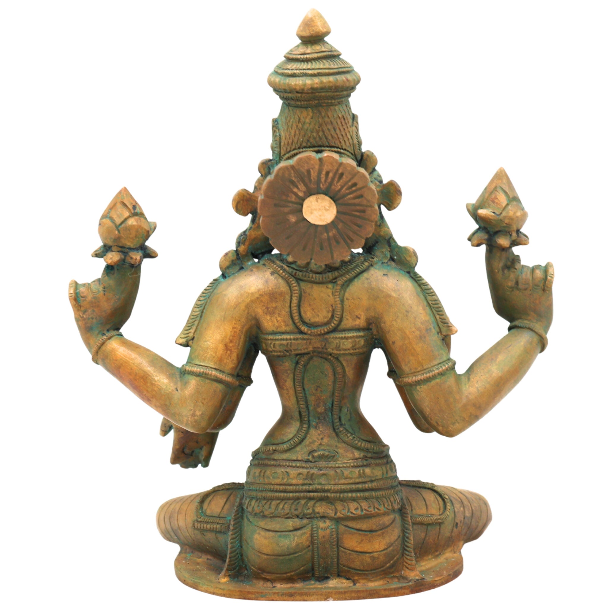 Handmade Panchaloha Bronze Mahalakshmi Idol | Goddess Maha lakshmi Narayani Kamala Devi Statue for Pooja, Temple & Home Decor, Brown, 7 Inch, 1 Piece