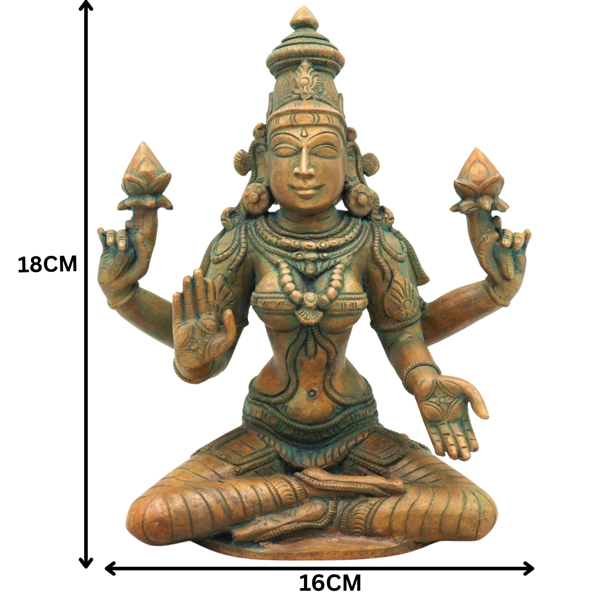 Handmade Panchaloha Bronze Mahalakshmi Idol | Goddess Maha lakshmi Narayani Kamala Devi Statue for Pooja, Temple & Home Decor, Brown, 7 Inch, 1 Piece