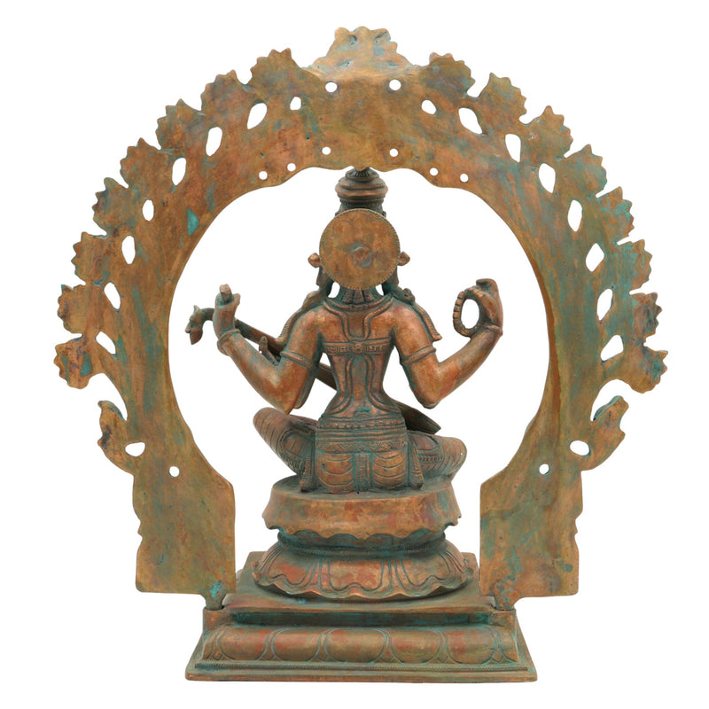 Handcrafted Panchaloha Goddess Saraswati Idol, Sharada Devi, Vani, Bharati, Vagdevi Bronze Murti for Puja, Temple & Home Decor,Brown, 13.5 Inch, 1 Piece