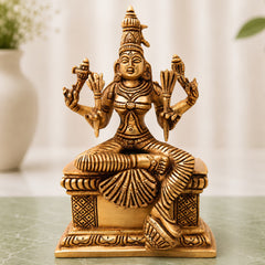Brass RajaRajeshwari Idol | Tripura Sundari Murti | Lalita Shodashi Kamakshi Sculpture | Hindu Goddess Pooja Idol | Home & Temple Decor,Gold, 8 Inch, 1 Piece