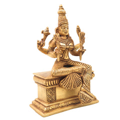 Brass RajaRajeshwari Idol | Tripura Sundari Murti | Lalita Shodashi Kamakshi Sculpture | Hindu Goddess Pooja Idol | Home & Temple Decor,Gold, 8 Inch, 1 Piece