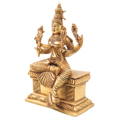 Brass RajaRajeshwari Idol | Tripura Sundari Murti | Lalita Shodashi Kamakshi Sculpture | Hindu Goddess Pooja Idol | Home & Temple Decor,Gold, 8 Inch, 1 Piece