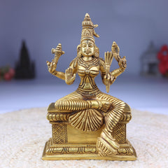 Brass RajaRajeshwari Idol | Rajarajeshwari Murti | Lalita Tripura Sundari, Shodashi, Kamakshi, Adi Parashakti Statue | Home, Temple & Pooja Decor,Gold, 8 Inch, 1 Piece
