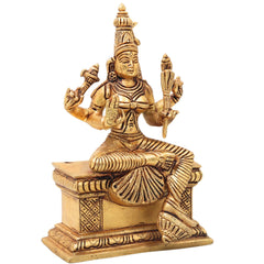 Brass RajaRajeshwari Idol | Rajarajeshwari Murti | Lalita Tripura Sundari, Shodashi, Kamakshi, Adi Parashakti Statue | Home, Temple & Pooja Decor,Gold, 8 Inch, 1 Piece