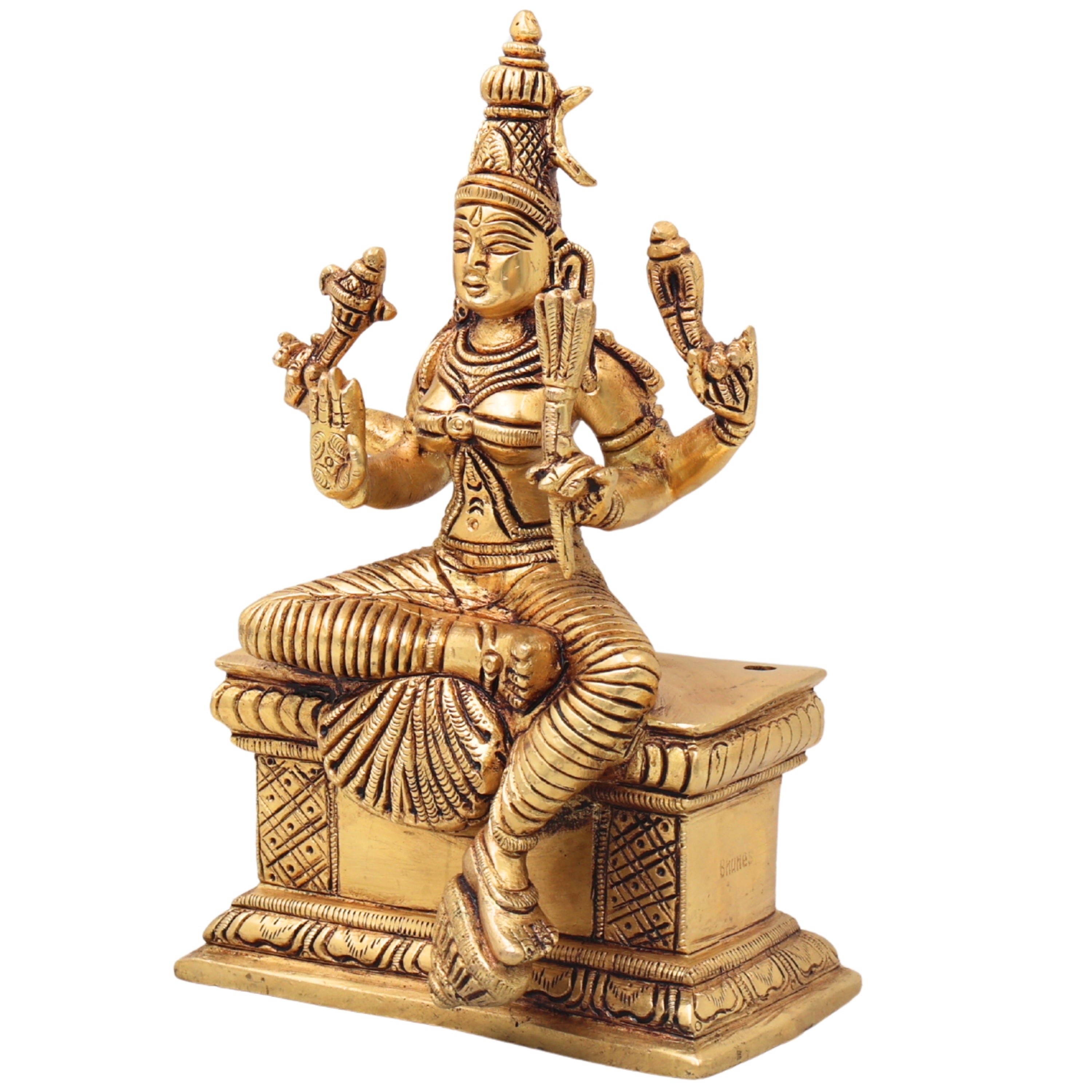 Brass RajaRajeshwari Idol | Rajarajeshwari Murti | Lalita Tripura Sundari, Shodashi, Kamakshi, Adi Parashakti Statue | Home, Temple & Pooja Decor,Gold, 8 Inch, 1 Piece