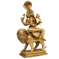 Pratyangira Devi Idol, Atharvana Bhadrakali Murti, Narasimhi Simhamukhi Brass Statue for Pooja Room, Temple, Home Decor, Office & Spiritual Gifts,Gold, 17 Inch, 1 Piece