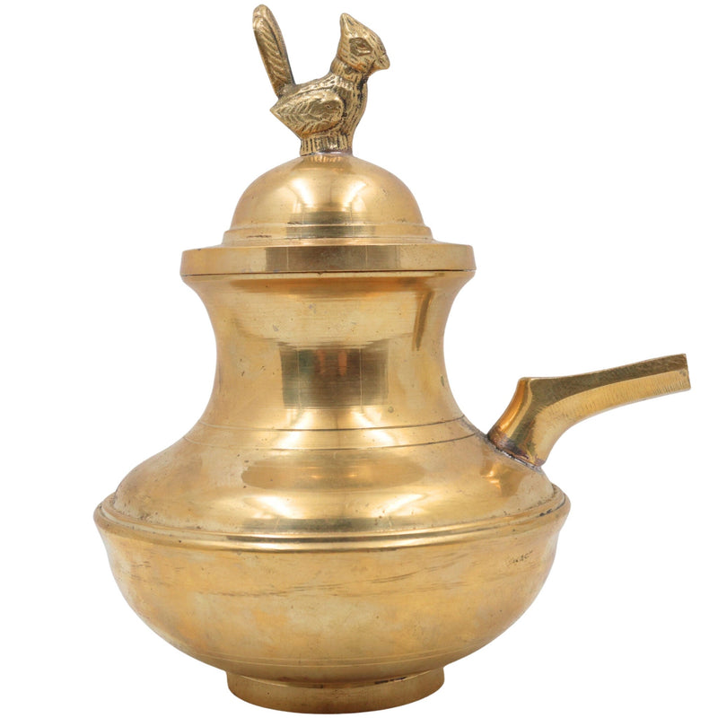 Brass Ghee Pot, Peetal Nei Kudam, Pittal Ghee Vessel, Traditional Temple Nei Sombu, Antique Brass Ghee Kalash,Gold, 8 Inch, 1 Piece