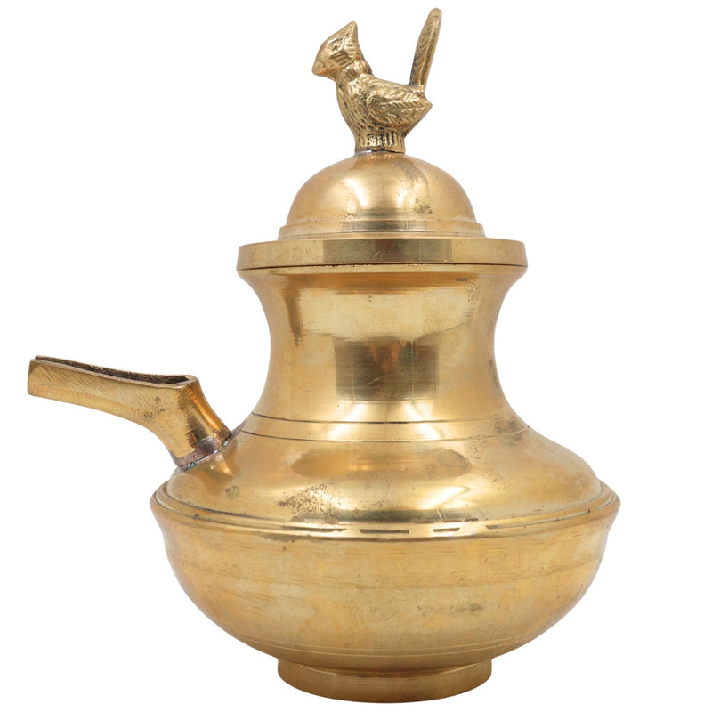 Brass Ghee Pot, Peetal Nei Kudam, Pittal Ghee Vessel, Traditional Temple Nei Sombu, Antique Brass Ghee Kalash,Gold, 8 Inch, 1 Piece