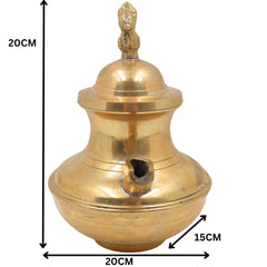 Brass Ghee Pot, Peetal Nei Kudam, Pittal Ghee Vessel, Traditional Temple Nei Sombu, Antique Brass Ghee Kalash,Gold, 8 Inch, 1 Piece