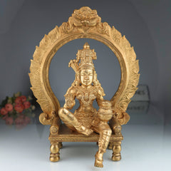 Panchaloha Handcrafted Annapurna Devi Sitting Idol – Bronze Goddess Annapoorna Murti for Home Temple & Decor, Brown, 15 Inch, 1 Piece