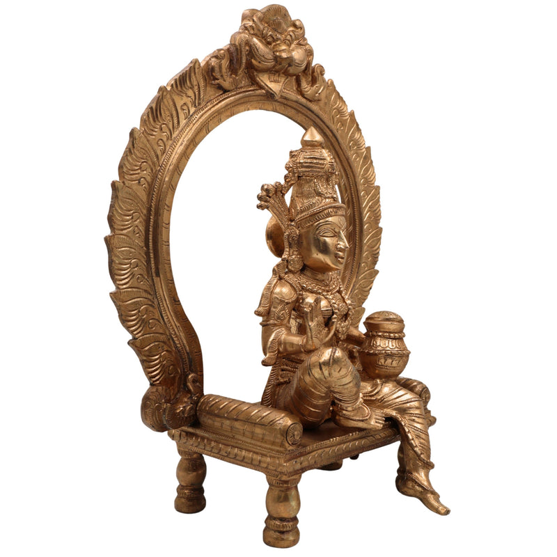 Panchaloha Handcrafted Annapurna Devi Sitting Idol – Bronze Goddess Annapoorna Murti for Home Temple & Decor, Brown, 15 Inch, 1 Piece