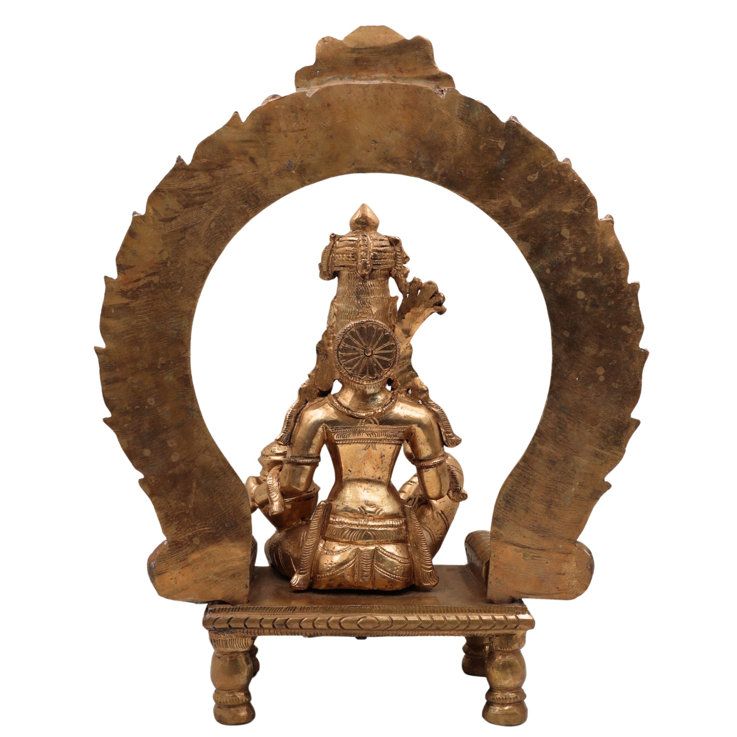 Panchaloha Handcrafted Annapurna Devi Sitting Idol – Bronze Goddess Annapoorna Murti for Home Temple & Decor, Brown, 15 Inch, 1 Piece