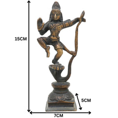 Lord Krishna Kaliya Mardan Idol, Brass Krishna Murti, Gopal Vigraha, Balakrishna Statue, Radha Krishna Pooja Murti for Home & Temple Decor,Brown, 6 Inch, 1 Piece