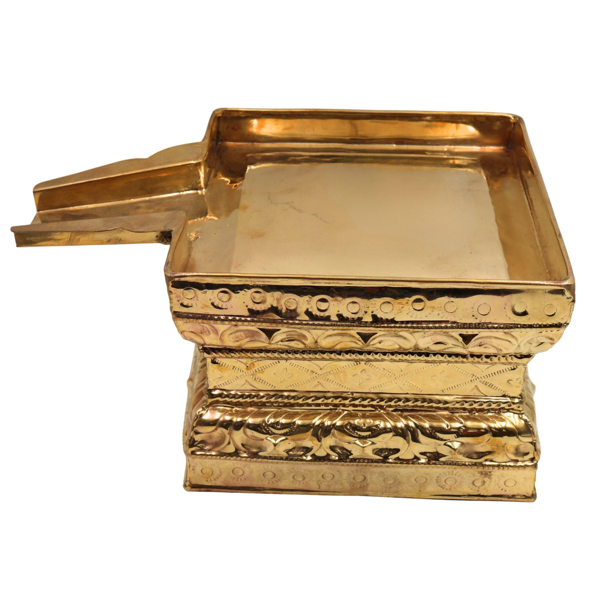 Brass Abhishek Patra for Shiva Lingam, Pital Somasutra Peetam Abhishekam Plate for Puja, Temple, Moorti & Vigraha Rituals,Gold, 6 Inch, 1 Piece