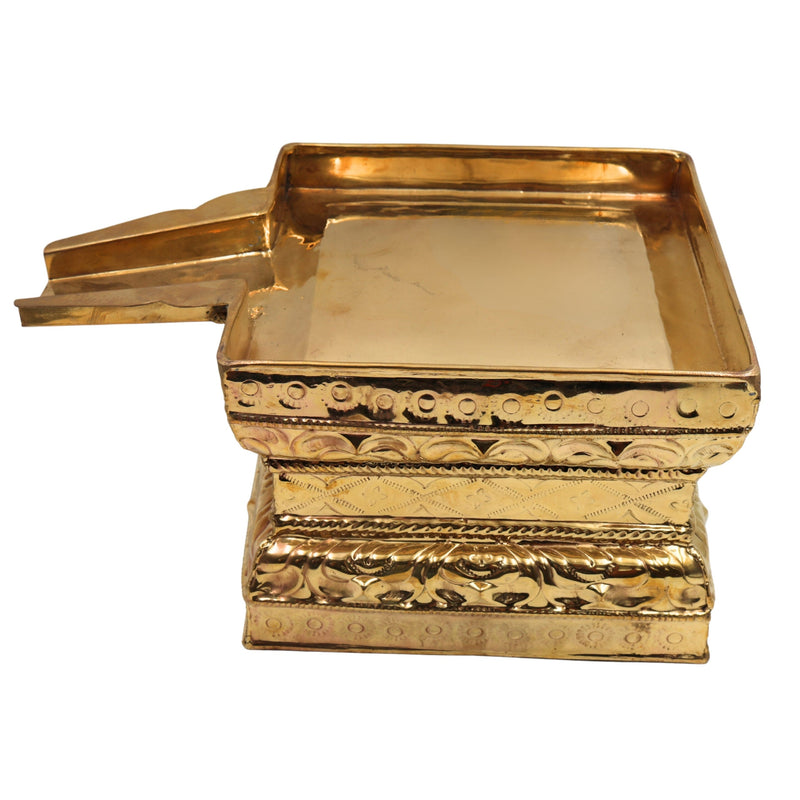 Brass Abhishek Patra for Shiva Lingam, Pital Somasutra Peetam Abhishekam Plate for Puja, Temple, Moorti & Vigraha Rituals,Gold, 6 Inch, 1 Piece