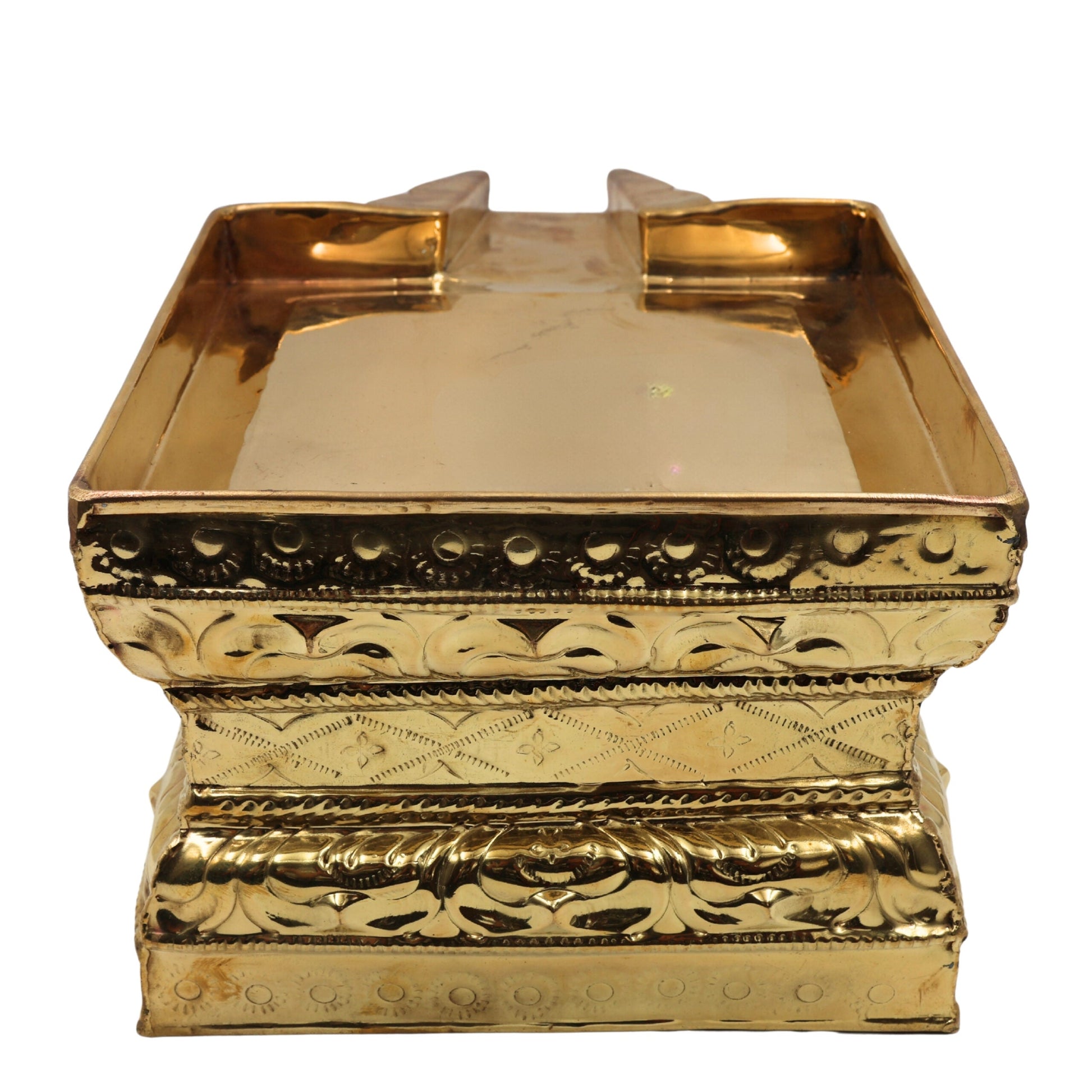 Brass Abhishek Patra for Shiva Lingam, Pital Somasutra Peetam Abhishekam Plate for Puja, Temple, Moorti & Vigraha Rituals,Gold, 6 Inch, 1 Piece