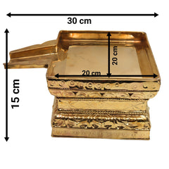 Brass Abhishek Patra for Shiva Lingam, Pital Somasutra Peetam Abhishekam Plate for Puja, Temple, Moorti & Vigraha Rituals,Gold, 6 Inch, 1 Piece