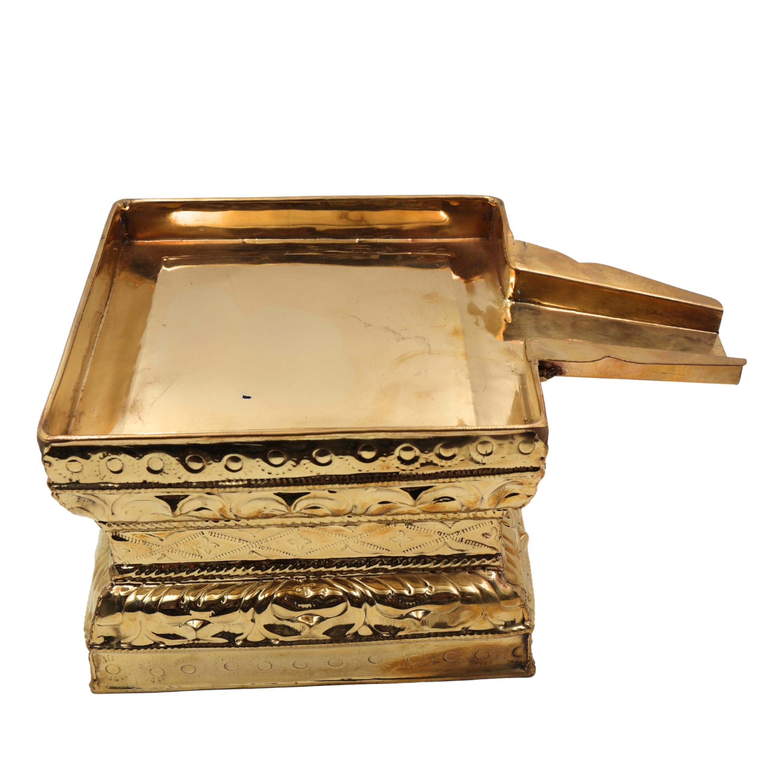 Brass Abhishek Patra for Shiva Lingam, Pital Somasutra Peetam Abhishekam Plate for Puja, Temple, Moorti & Vigraha Rituals,Gold, 6 Inch, 1 Piece