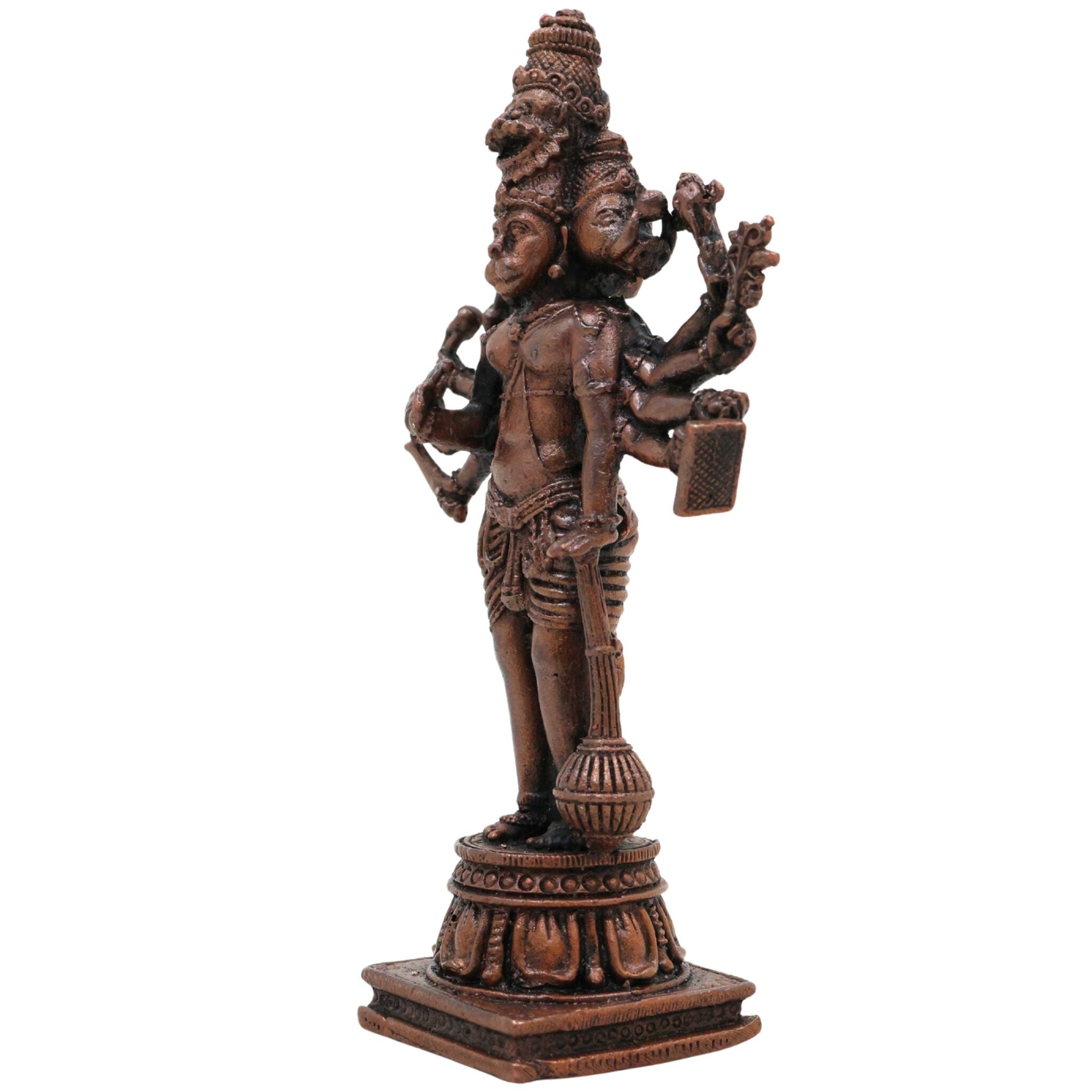 Copper Hanuman Idol | Tamra Bajrangbali Murti | Anjaneya Maruti Statue | Pavanputra Kesarinandan Ramdoot | Sankat Mochan Panchmukhi Hanuman Murti for Puja, Temple & Home Decor,Brown, 4.5 Inch, 1 Piece
