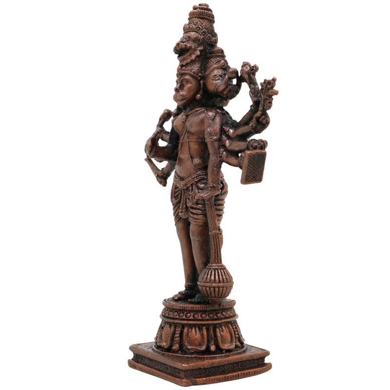 Copper Hanuman Idol | Tamra Bajrangbali Murti | Anjaneya Maruti Statue | Pavanputra Kesarinandan Ramdoot | Sankat Mochan Panchmukhi Hanuman Murti for Puja, Temple & Home Decor,Brown, 4.5 Inch, 1 Piece