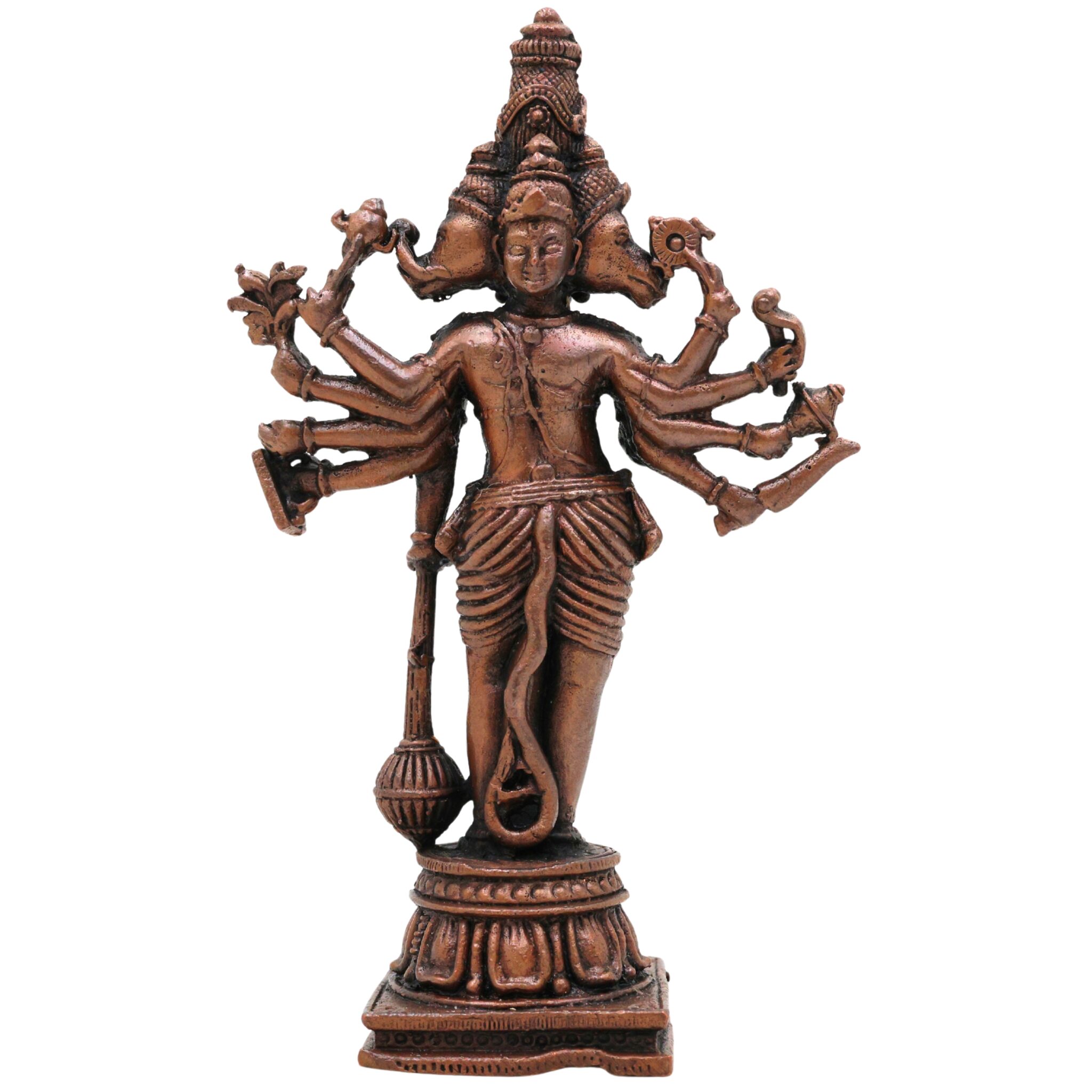 Copper Hanuman Idol | Tamra Bajrangbali Murti | Anjaneya Maruti Statue | Pavanputra Kesarinandan Ramdoot | Sankat Mochan Panchmukhi Hanuman Murti for Puja, Temple & Home Decor,Brown, 4.5 Inch, 1 Piece